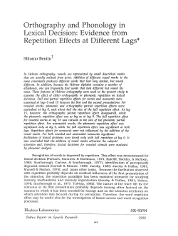 Orthography and Phonology in Lexical Decision