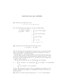 MATH 2001 FALL 2012: MIDTERM Q.1. Find the exact length of the