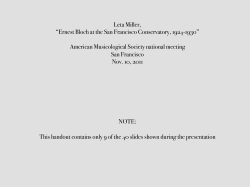 Ernest Bloch at the San Francisco Conservatory, 1924-1930