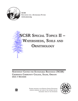 ncsr special topics ii &ndash; watersheds, soils and