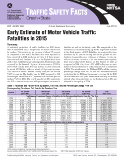 Early Estimate of Motor Vehicle Traffic Fatalities in 2015