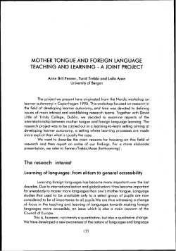 mother tongue and foreign language teaching and learning