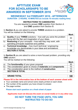 2016 Aptitude Exam Paper - Arkwright Scholarships Trust