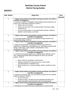 Neshoba County School District Pacing Guides BIOLOGY I