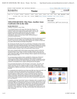 DIARY OF ANNE FRANK, THE - Review - Theater