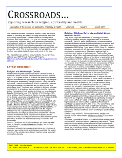 Crossroads...Mar - Duke Center for Spirituality, Theology and Health