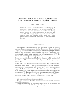CONSTANT TERM OF SMOOTH H&psi;-SPHERICAL FUNCTIONS ON