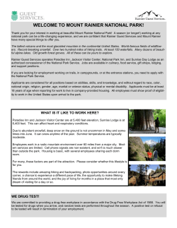 Employment at Mt Rainier National Park
