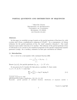 PARTIAL QUOTIENTS AND DISTRIBUTION OF SEQUENCES 1 Mei