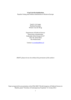 I Can`t Get No Satisfaction Populist Voting and Political Satisfaction