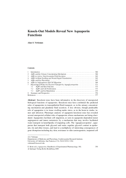 Knock-Out Models Reveal New Aquaporin Functions