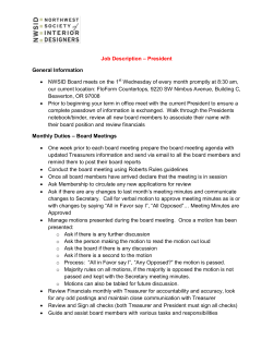 Job Description &ndash; President General Information &bull; NWSID Board