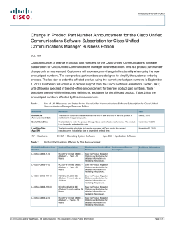 Change in Product Part Number Announcement for the Cisco