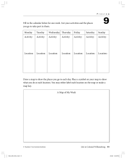 Fill in the calendar below for one week. List your activities and the