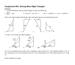 Assignment #88: Solving More Right Triangles