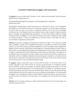 A Catholic Traditionalist Struggles with Geocentrism