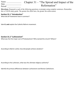 Chapter 31 &ndash; &ldquo;The Spread and Impact of the Reformation&rdquo;