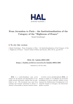 From Jerusalem to Paris : the Institutionalization of the