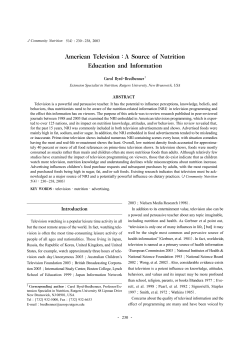 American Television：A Source of Nutrition Education and Information
