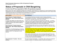 Status of Proposals in CNA Bargaining