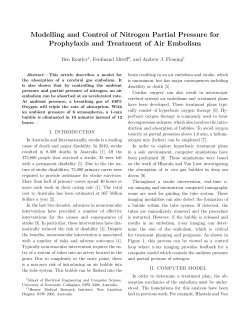 Modelling and Control of Nitrogen Partial Pressure for Prophylaxis