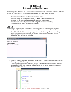 CS 150 Lab 3 Arithmetic and the Debugger Lab 3.0