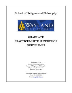 Practicum Supervisor Guidelines