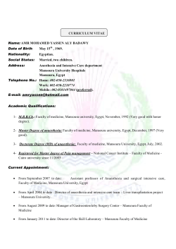 CURRICULUM VITAE Name: AMR MOHAMED YASSEN ALY