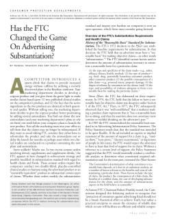 Has the FTC Changed the Game On Advertising Substantiation?