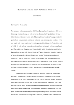 1 "Burroughs is a poet too, really": the Poetics of