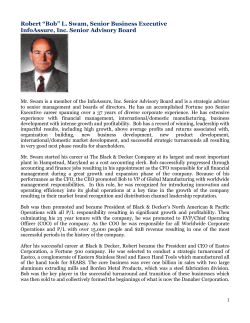 Robert &ldquo;Bob&rdquo; L. Swam, Senior Business Executive InfoAssure, Inc