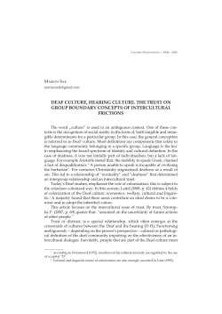 Deaf Culture, Hearing Culture. The Trust on Group Boundary