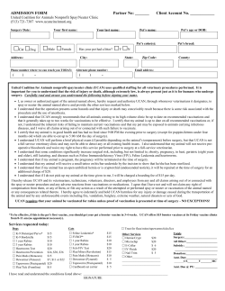 Admission Form - Page 1 - United Coalition for Animals