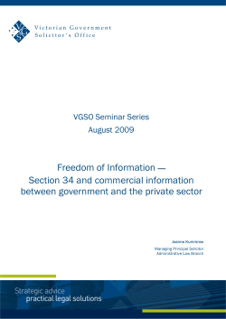 Freedom of Information &mdash; Section 34 and commercial information