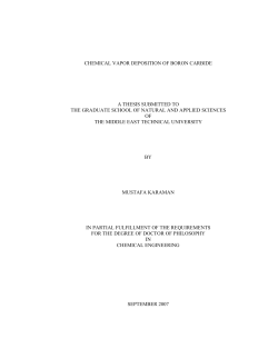CHEMICAL VAPOR DEPOSITION OF BORON CARBIDE A THESIS