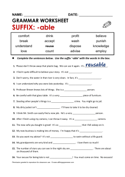 SUFFIX: -able - All Things Grammar