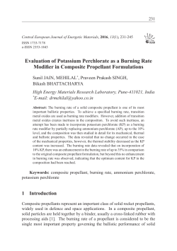 Evaluation of Potassium Perchlorate as a Burning Rate Modifier in