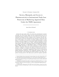 Secrecy, Monopoly, and Access to Pharmaceuticals in International