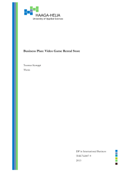 Business Plan: Video Game Rental Store