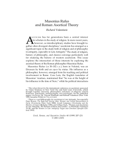 Musonius Rufus and Roman Ascetical Theory