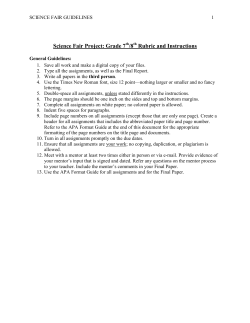 Science Fair Project: Grade 7th/8th Rubric and Instructions