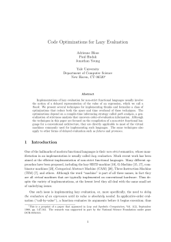 Code Optimizations for Lazy Evaluation