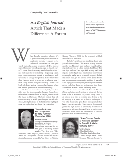 An English Journal Article That Made a Difference