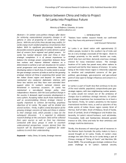 Power Balance between China and India to Project Sri Lanka