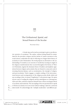 The Civilizational, Spatial, and Sexual Powers of the Secular