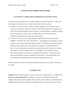 ENTHALPY OF FORMATION OF MgO