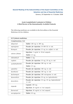 Chemotherapy Regimens for Paediatric ALL