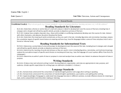 Reading Standards for Literature Reading Standards for