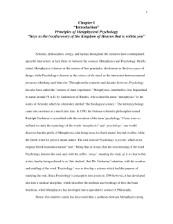 Principles of Metaphysical Psychology