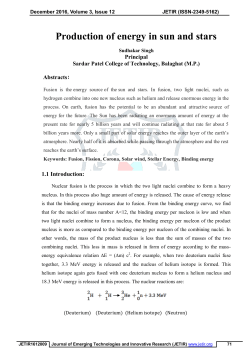 Production of energy in sun and stars